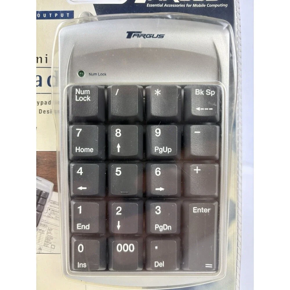 Targus PAUK10U Ultra Mini USB 19-Key Numeric Keypad Silver/Black New, Sealed.